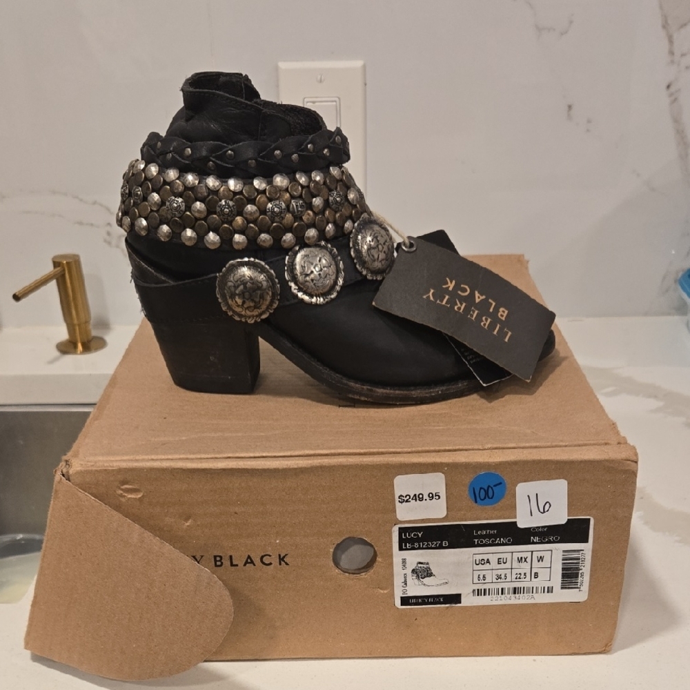LIBERTY Black Women's Studded Ankle Booties